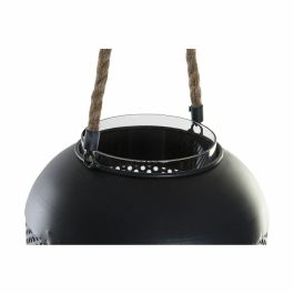 DKD Home Decor Portavela Loft Negro Marrón Metal Cuerda Cristal 22 x 43 x 22 cm