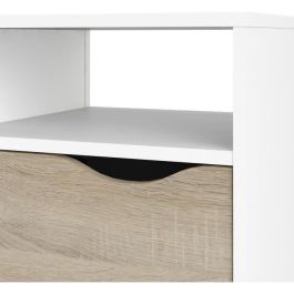 TVILUM 7539149AK Mueble TV Blanco/Roble con 4 Nichos y 2 Cajones - 117,2 x 39,1 x 57,4 cm