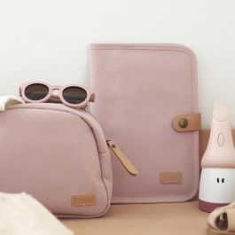 BEABA, Funda para libro de salud de lona rosa empolvado BEABA, Funda para libro de salud de lona rosa empolvado