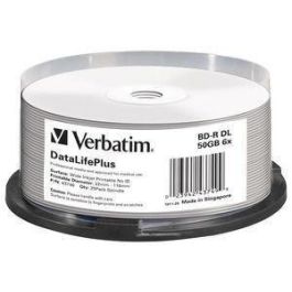 Verbatim BD-R DL 6x 50GB DataLifePlus - Spindle 25 Discos Blu-ray Doble Capa de Grado Profesional para Video HD Precio: 125.49999968. SKU: B1BX7D9CGC