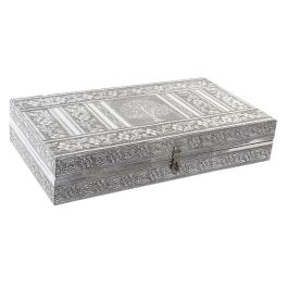 DKD Home Decor Joyero Indio de Madera y Aluminio Plateado/Natural 20 x 7.5 x 38 cm