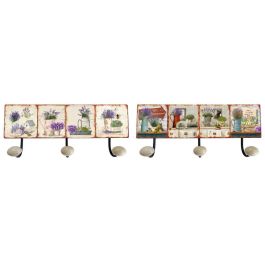 Perchero Pared Shabby DKD Home Decor Blanco Multicolor 6 x 14.5 x 37 cm (4 Unidades)