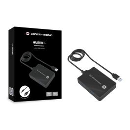 Conceptronic Hubbies11B Hub USB 3.0 de 4 Puertos, Alta Velocidad 5 Gb/s, Negro