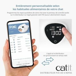 Cat It PIXI SMART Dispensador de comida para gatos conectado, 6 x 170 ml, Pantalla táctil LCD con bolsas de hielo