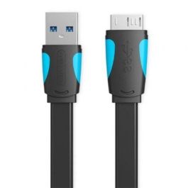 Cable USB 3.0 Vention VAS-A12-B150/ MicroUSB Macho - USB Macho/ Hasta 10W/ 5Gbps/ 1.5m/ Azul y Negro