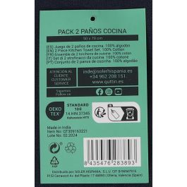 Set de 2 paños de cocina 50x70 cm Quttin - Inde (12 Cajas) Set de 2 paños de cocina 50x70 cm Quttin - Inde (12 Cajas)