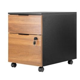 Phoenix technologies Cajonera Artisan de Oficina, 2 cajones, Negro con frontales en madera de nogal, 40x54.5x44.2 cm