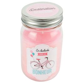 Home Deco Factory Tarro Con Vela Bougie Fresas Silvestres Rosa Eterna Mensaje Tapa Rosca 7.5x13cm