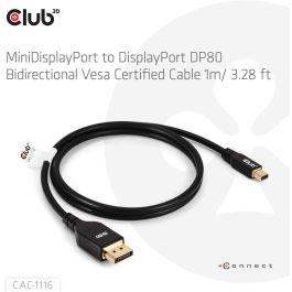Club3D DP80 Cable Mini DisplayPort a DisplayPort 2.1 Bidireccional VESA, 1m, 10K 60Hz St/St, Digital/Video