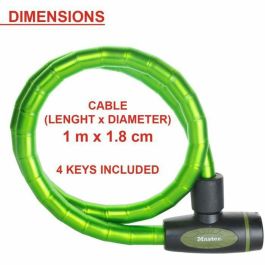 Master Lock Candado de Cable Reforzado Anticorte 1000x18mm con Cubierta de Vinilo y 4 Llaves Master Lock Candado de Cable Reforzado Anticorte 1000x18mm con Cubierta de Vinilo y 4 Llaves