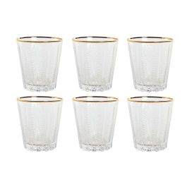 DKD Home Decor Vaso Glam de Cristal Transparente y Dorado 350ml Set de 6 apto para microondas y lavavajillas 9 x 10.5 x 9 cm Precio: 31.50000018. SKU: B1EMPCHZH7