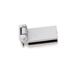 Emuca Bisagra para puerta de cristal con embellecedor, bisagra horizontal con pala de 40mm, para puerta de 8-12mm, aluminio y acero, gris metalizado