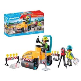 Playmobil 71751 Construcción De Carreteras Action Heroes: Set con Rodillo Compactador, Medidor Láser y Accesorios para Niños +4 años