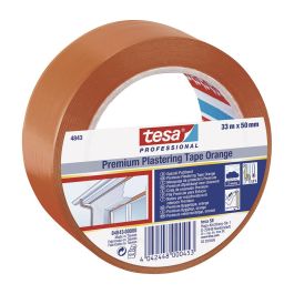 Tesa 4843 Cinta de revoco premium 33m x 50mm naranja, resistente a la rotura y envejecimiento