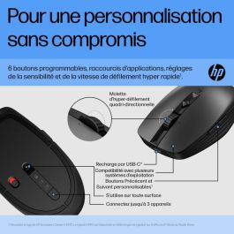 HP Ratón Inalámbrico Recargable y Silencioso 710 – Diseño Ambidextro Compacto, Conectividad Multi-OS, hasta 90 días de Batería