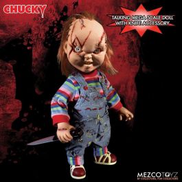 MEZCO TOYZ Figura Chucky El Muñeco Diabólico parlante 38cm Articulado con Voz y Cuchillo