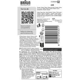 Braun Kombipack 64B - Cabezal de Afeitado Series 5, Negro, Acero Inoxidable. Compatible con Series 60, 61, 62
