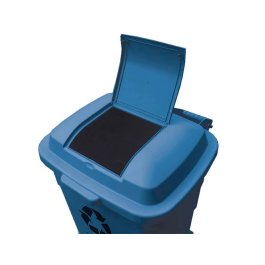 Q-connect Papelera Contenedor Plástico con Tapa y Ruedas 240L Azul 1040x620x610 mm
