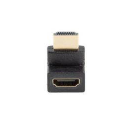 Lanberg Adaptador HDMI 4K 60Hz HDR 2.0 Macho a Hembra con Conector Angular y Contactos Bañados en Oro Negro