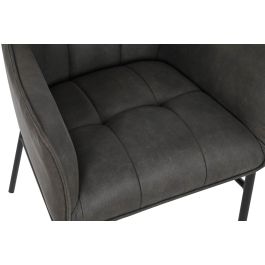 DKD Home Decor Silla Loft Marron Oscuro Negro Microfibra Metal 60 x 84 x 60 cm