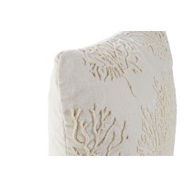 DKD Home Decor Cojín Decorativo Mediterráneo de Chenilla Color Crema 45x45 cm con 15 cm de Fondo y Cremallera - Pack de 2 Unidades