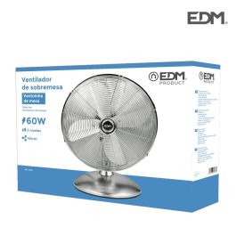 Edm Ventilador de sobremesa cromado 60W Ø40cm 3 velocidades ajustable/oscilante