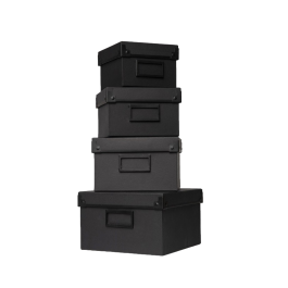 Gift Boxes Set Depot: DEPOT, GWP Cardboard Box, Black, 13 x 13 x 9 cm + DEPOT, GWP Cardboard Box, Black, 15.5 x 15.5 x 10 cm + DEPOT, GWP Cardboard Box, Black, 17.5 x 17.5 x 11 cm + DEPOT, GWP Cardboard Box, Black, 19.5 x 19.5 x 12 cm Precio: 22.49999961. SKU: B1GW59FTMG