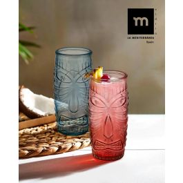 La Mediterranea Vaso Alto Tiki 600 ml Colores - Alto 17 cm, Ancho 7.8 cm