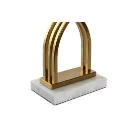 DKD Home Decor Lampara Sobremesa Dorado Blanco Metal Marmol Lino E27 23 x 79 x 40 cm