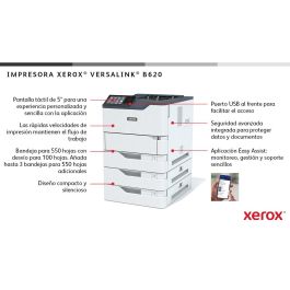 Xerox Impresora Láser Monocromo VersaLink B620V_DN, 61 ppm, Duplex Automático, Gigabit Ethernet, Pantalla Táctil 5"