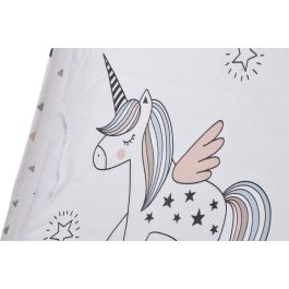 DKD Home Decor Tipi Infantil 110 x 106 x 110 cm Algodon y Madera con Estampado de Unicornio