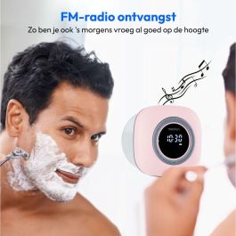 Medion MED4061275227642 Radio de Ducha FM Bluetooth IPX6 con Soporte de Ventosa Rosa