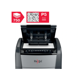 Rexel 750M Destructora de Documentos Automática AutoFeed, Microcorte, Capacidad Corte 750 Hojas, Clips y Grapas, Papelera 140L