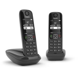 Gigaset AS690 Duo Teléfono DECT/analógico Inalámbrico, Altavoz, Identificador de Llamadas, Negro