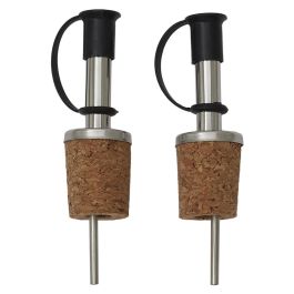 Cook Concept Juego de 2 Tapones Vertedor Acero Inoxidable Con Corcho Y Tapón Plástico
