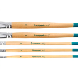 Liderpapel Pinceles Sinteticos Punta Plana Bolsa 5 Unidades Tamaños Surtidos Certificado FSC