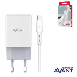 AVANT CONNECT Cargador USB de 2 Puertos 2.4A + Cable Micro USB Blanco - Carga Rapida Precio: 3.50000002. SKU: B14M8583YM