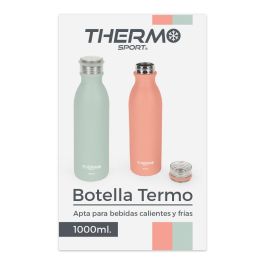 Thermosport Botella Térmica de Acero Inoxidable 1000 ml (31.5 cm alto) ideal para Deportes (6 Unidades)