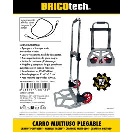 Bricotech Carro Multiuso 100 kg - Plegable 42 x 42 x 98 cm (2 Unidades)