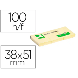 Q-connect Bloc de notas adhesivas quita y pon 38x51 mm con 100 hojas color amarillo Precio: 4.49999968. SKU: B1B4YV4GGS