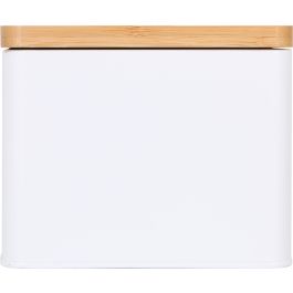 Quttin Salero de Metal con Tapa de Bambú, Contenedor para Sal de Cocina, de 14 cm de Ancho x 11 cm de Alto x 11 cm de Largo (12 Unidades)