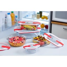 Pyrex AAAAY00560 Set de 5 Recipientes para Almacenar Cook & Heat Vidrio Tapa con Válvulas de Vapor Especial Microondas