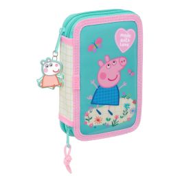 Estuche Escolar con Accesorios Peppa Pig Pretty flowers Amarillo Menta 12.5 x 19.5 x 4 cm 29 Piezas