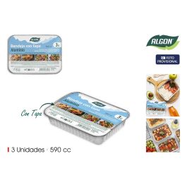 Algon - Set de 3 Bandejas Rectangulares de Aluminio con Tapa, 590 cc, 19.5 cm Largo x 14 cm Ancho x 4 cm Alto (12 Unidades) Precio: 9.5900002. SKU: B1A3Z2R6PH
