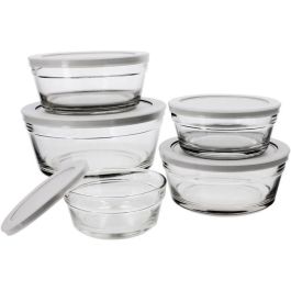 Menastyl 5039038 - Juego de 5 Cuencos con Tapas de plástico Resistentes - Capacidades: 150 ml, 230 ml, 400 ml, 610 ml y 940 ml