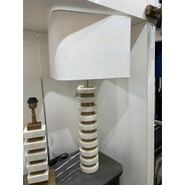 DKD Home Decor 1c25 Lámpara de Sobremesa Colección India Item Home, de Acero y Mármol Dorado Beige, Bombilla E27, 50W, 98 cm Alto