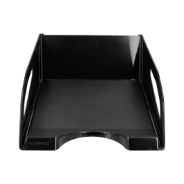 Q-connect Bandeja sobremesa plástico gran capacidad con asa negro opaco 386x270x115mm