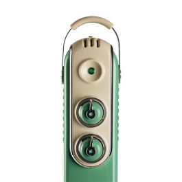 Ariete 837/14 Radiador de Aceite Vintage 7 Elementos Verde, 3 Niveles de Potencia, Ruedas 360°