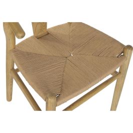 DKD Home Decor Silla de Comedor Cottage Rústica Natural de Olmo y Ratán 46 x 80 x 55 cm - Altura Asiento 45 cm