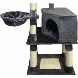 SWIFTY Árbol para gatos - 55 x 40 x 138 cm - Gris oscuro - 3 plataformas, 1 percha, 1 nicho, postes rascadores